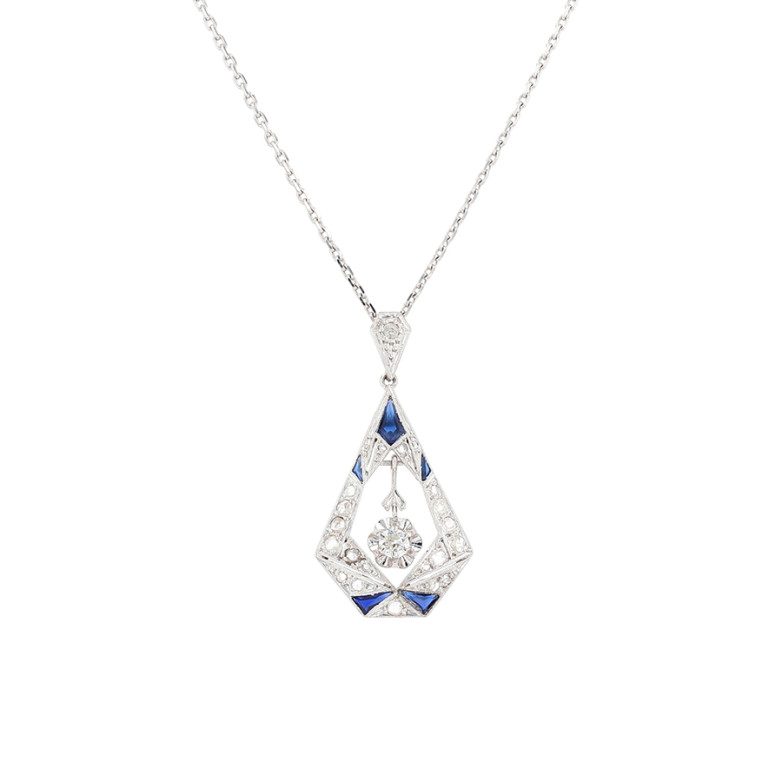 Acheter Collier ancien saphirs de synthèse et diamants 0.09 carat or blanc 4.81g Comme neuf - 1400,00 € Collier ancien saphirs de synthèse et diamants 0.09 carat or blanc 4.81g Comme neuf - reconditionné disponible sur Gemme Les Bijoux